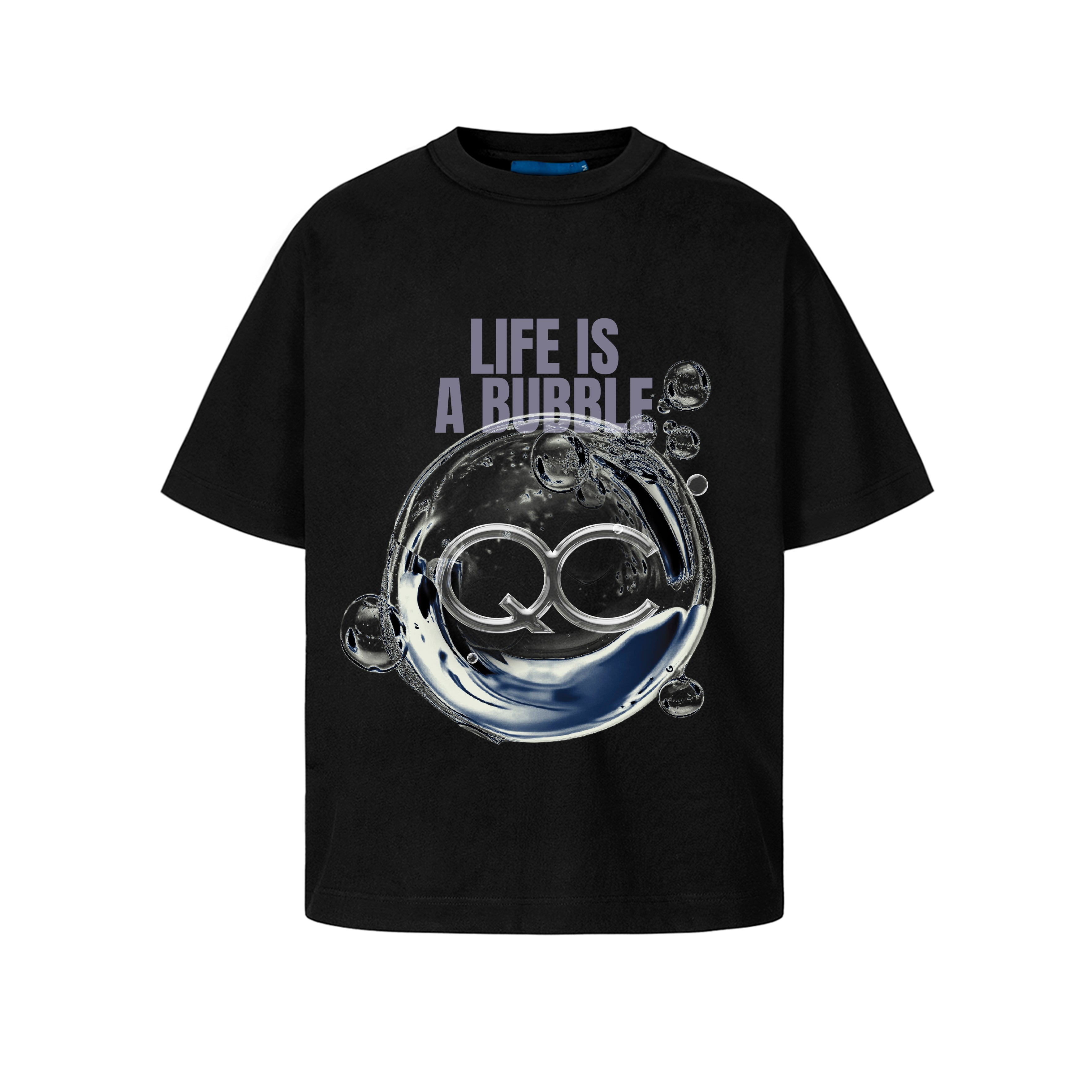 Quadro Creations Bubble Life Boxy Black T-shirt