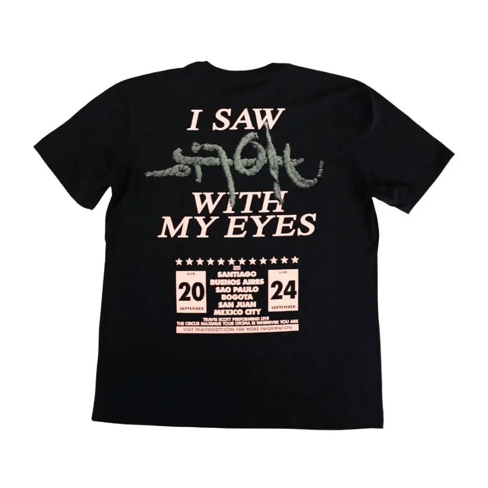 Camiseta Travis Scott Circus Maximus Tour 2024: "I Saw With My Eyes Preto"