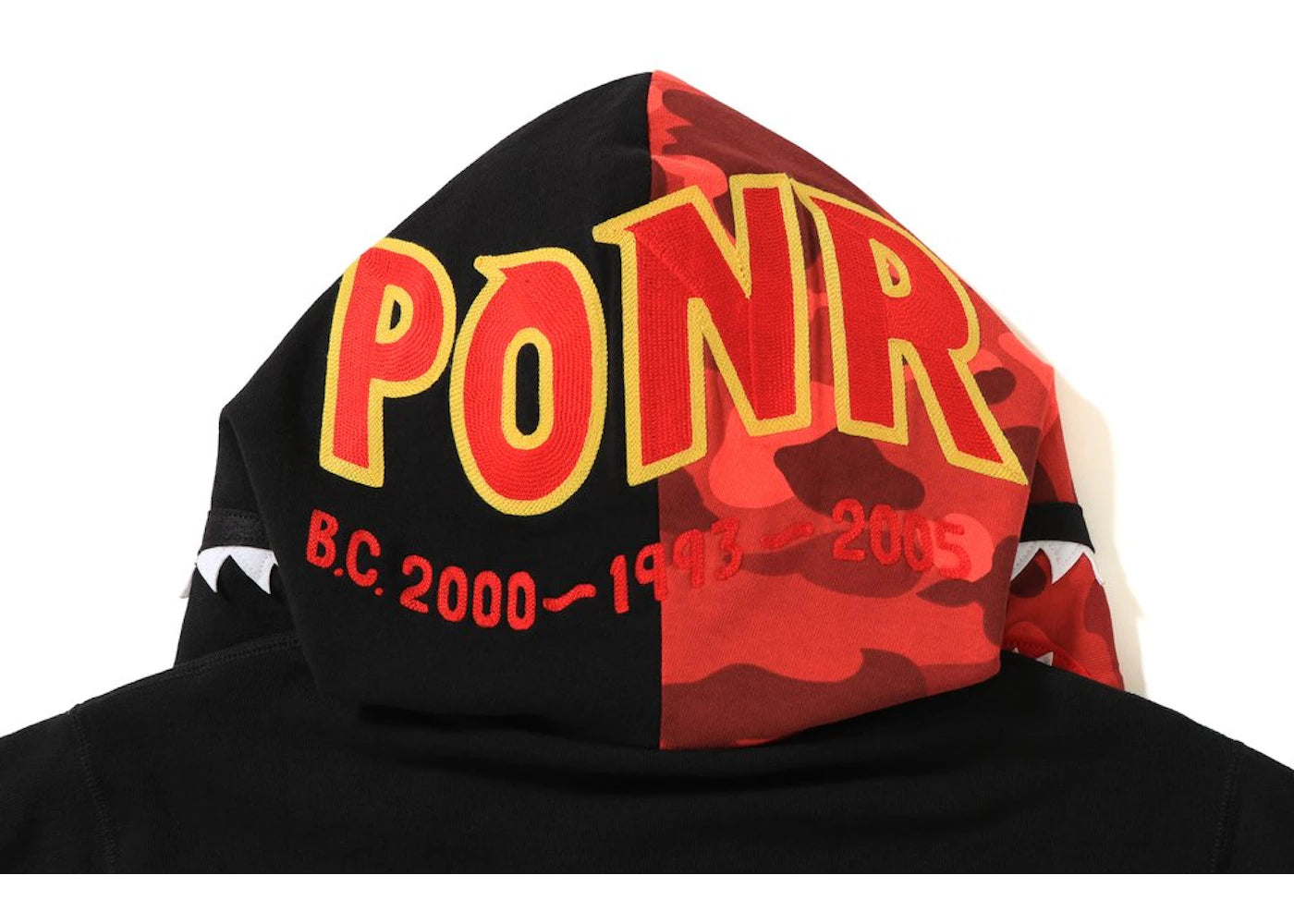 BAPE Color Camo Reversible PONR Shark Full Zip Hoodie "Black/Red"