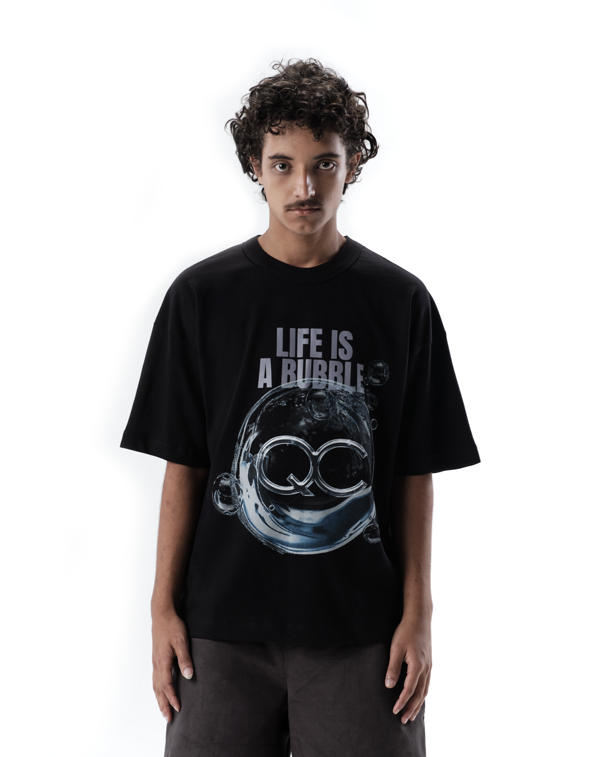 Quadro Creations Bubble Life Boxy Black T-shirt