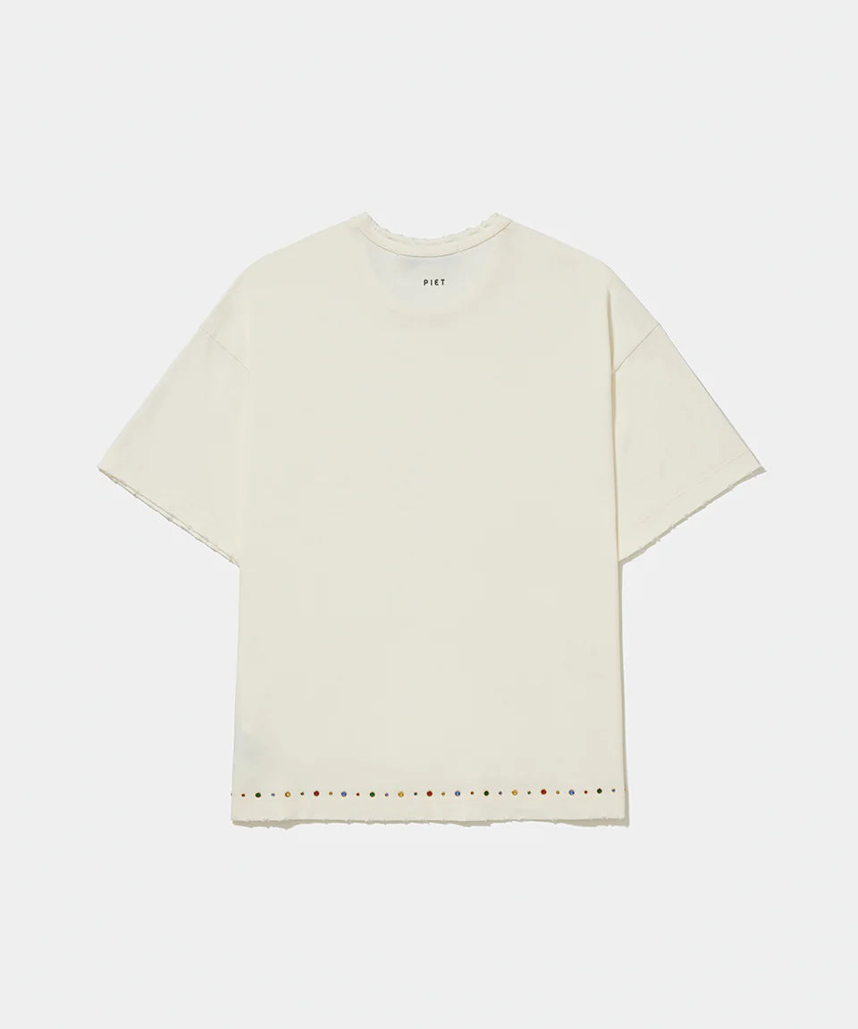 Camiseta Piet Gems Distressed "Bone White"